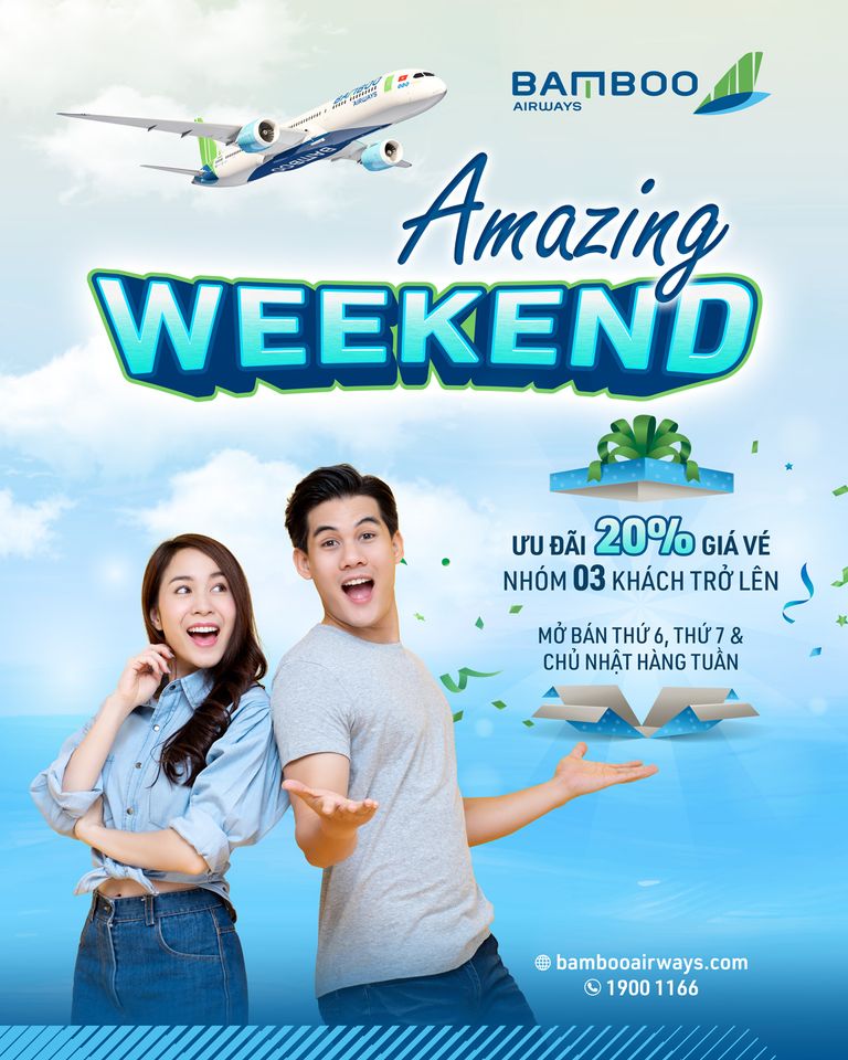 Bamboo AirWays giảm 20% giá vé cho nhóm 3 khách trở lên